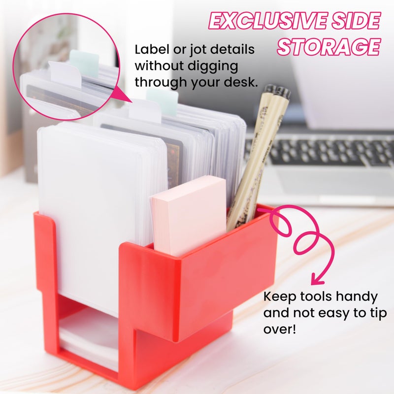 LUVCOSY Red Toploader Dispenser & Penny Sleeve Holder, Dual Compartment- Card Storage for Sports Cards and TCG, Dustproof, Trading Card Holder with Exclusive Storage. - Image 5