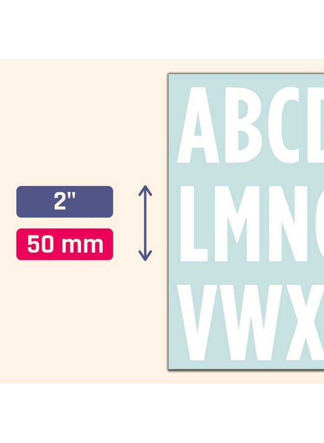 تاون ستيكس 10 ورقات مقاس 5 سم كبيرة من ملصقات حروف الفينيل البيضاء ذاتية اللصق على الحروف الهجائية مقاومة للماء للاستخدام في الهواء الطلق - Image 2