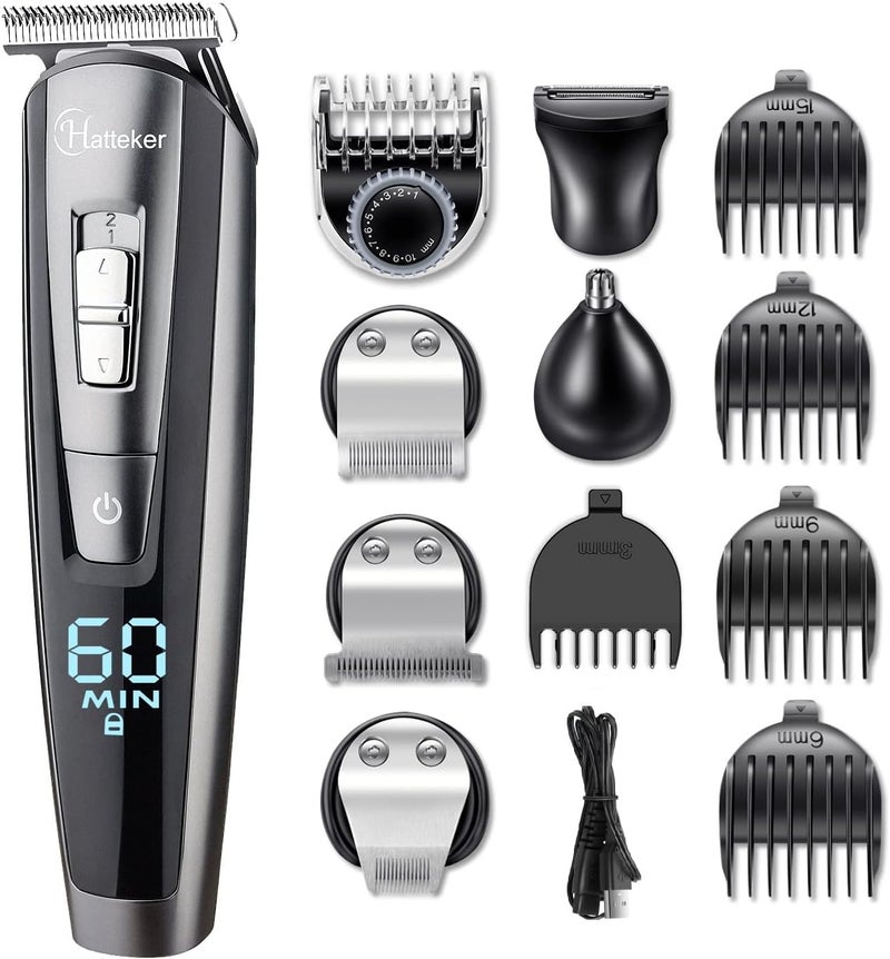 Hatteker Hatteker Hair Clipper Beard Trimmer Kit for Men Cordless Hair Mustache Trimmer Hair Cutting Groomer Kit Precision Trimmer Waterproof USB Rechargeable 5 in 1 