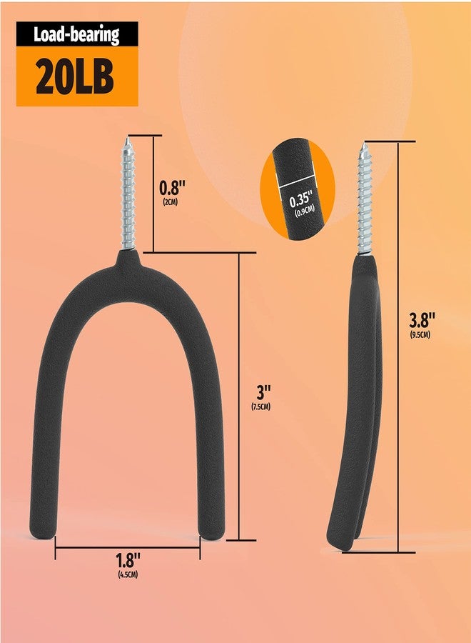 HUHOLE Screw in U Hook, Black, 16PC, Shovel Holder Wall Mount, U Hooks for Hanging Garden Tools - Image 5