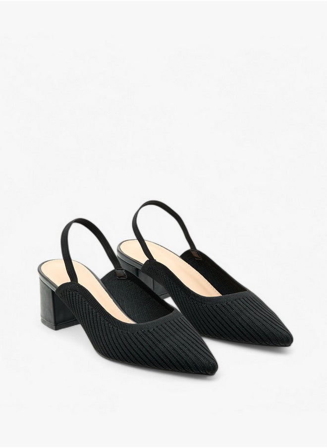 Flora Bella By Shoexpress Textured Slingback Shoes with Block Heels  - Image 1