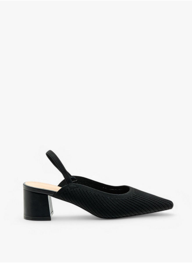 Flora Bella By Shoexpress Textured Slingback Shoes with Block Heels  - Image 3