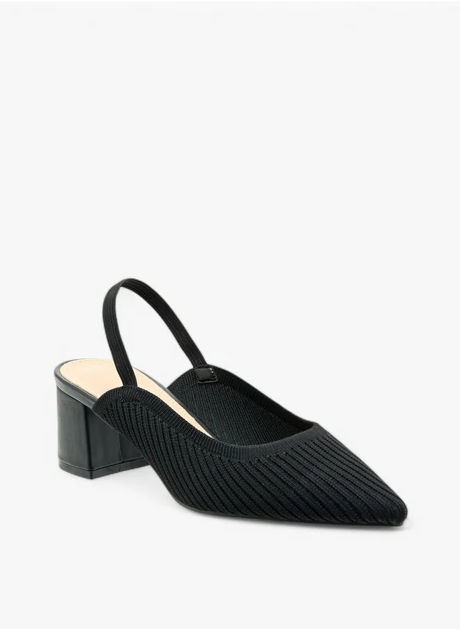 Flora Bella By Shoexpress Textured Slingback Shoes with Block Heels