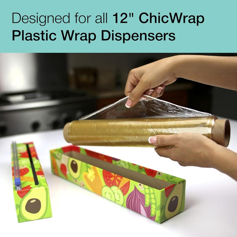 ChicWrap Professional Plastic Wrap Refill Rolls - 2 Pack, 12" x 250' BPA-Free Clear Wrap - Microwave Safe, Air-Tight Seal for Food Preservation - Ideal for Dispensers, Food Storage & Wrapping - Image 3