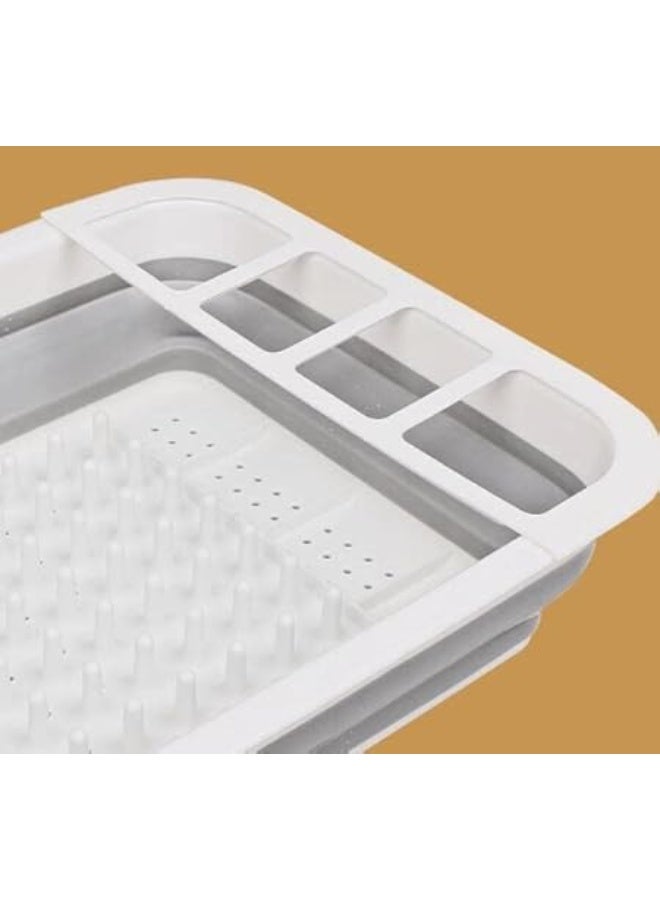 رف تجفيف الأطباق القابل للطي، سلة أدوات المائدة القابلة للطي، حامل منظم لتخزين أطباق أدوات المائدة في المطبخ - Image 3