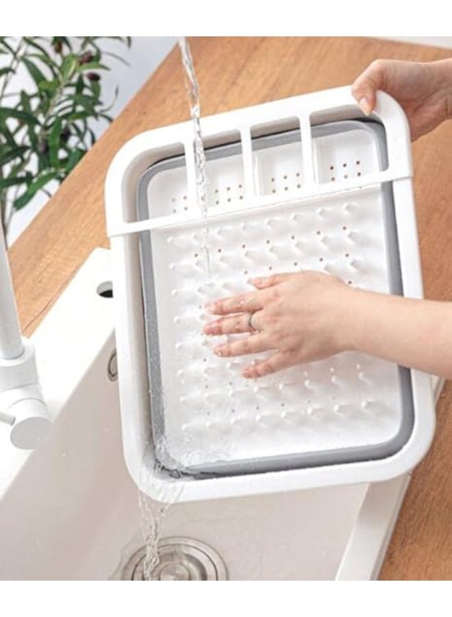 رف تجفيف الأطباق القابل للطي، سلة أدوات المائدة القابلة للطي، حامل منظم لتخزين أطباق أدوات المائدة في المطبخ - Image 4