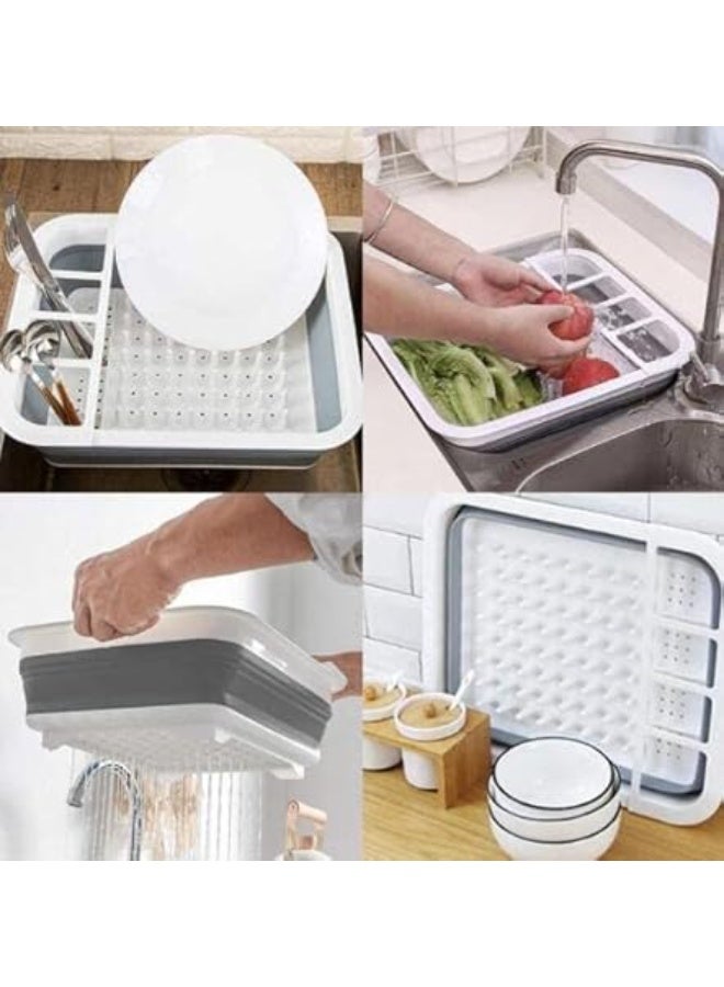 رف تجفيف الأطباق القابل للطي، سلة أدوات المائدة القابلة للطي، حامل منظم لتخزين أطباق أدوات المائدة في المطبخ - Image 2