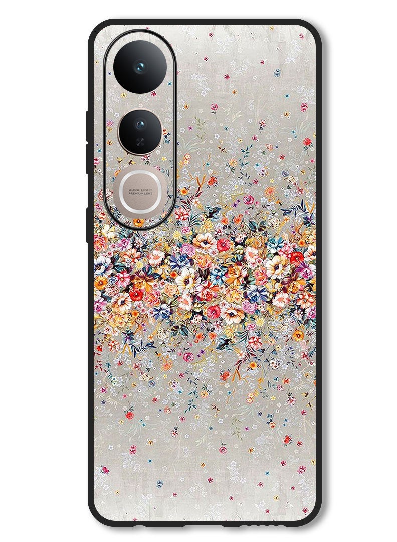 Theodor Case Compatible with Vivo V50 Lite Protection Shockproof Bumper Cover Small Flowers Abstract Art - Image 1