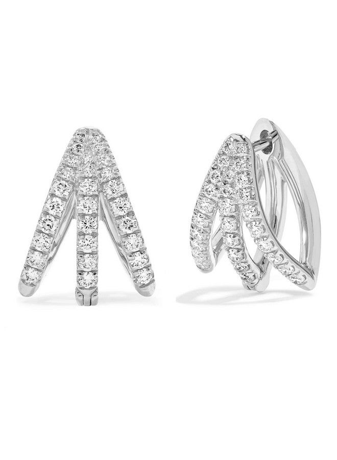 مينوتيا قرط MINUTIAE على شكل زر لامع مطلي بالفضة مرصع بكريستال سواروفسكي، قرط أنيق من تصميم عرقي للنساء والفتيات - فضي - Image 1