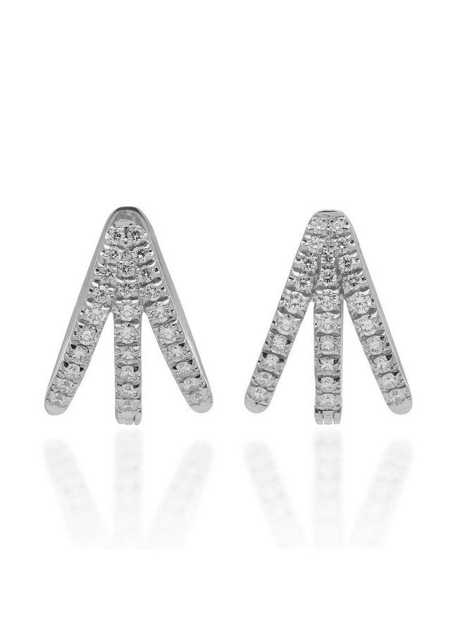 مينوتيا قرط MINUTIAE على شكل زر لامع مطلي بالفضة مرصع بكريستال سواروفسكي، قرط أنيق من تصميم عرقي للنساء والفتيات - فضي - Image 2