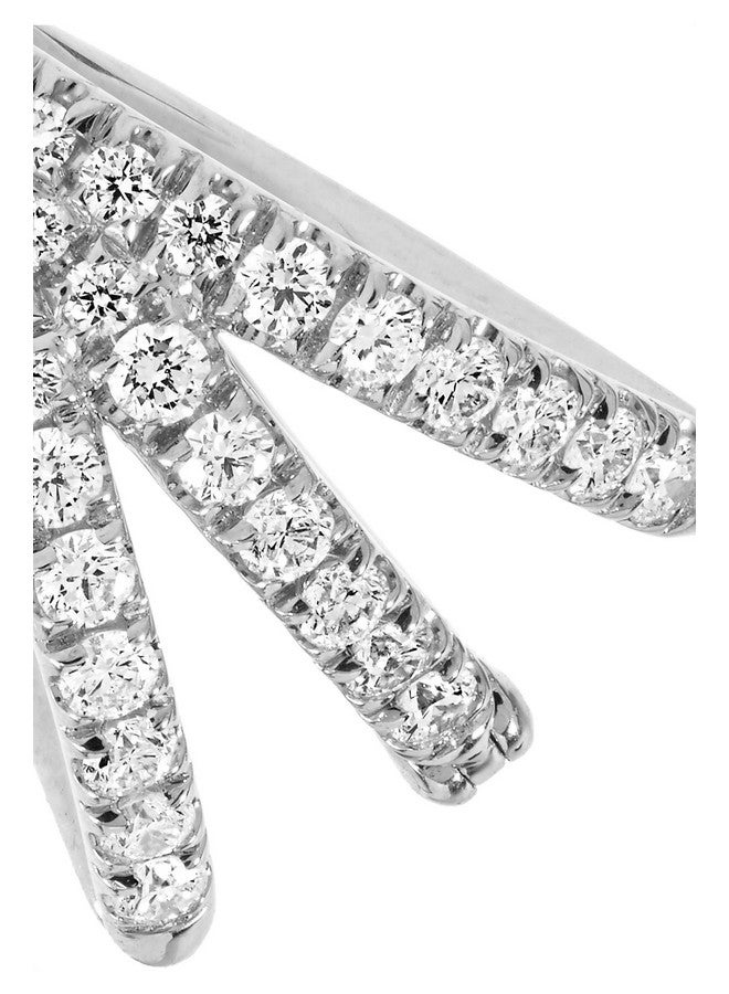 مينوتيا قرط MINUTIAE على شكل زر لامع مطلي بالفضة مرصع بكريستال سواروفسكي، قرط أنيق من تصميم عرقي للنساء والفتيات - فضي - Image 3