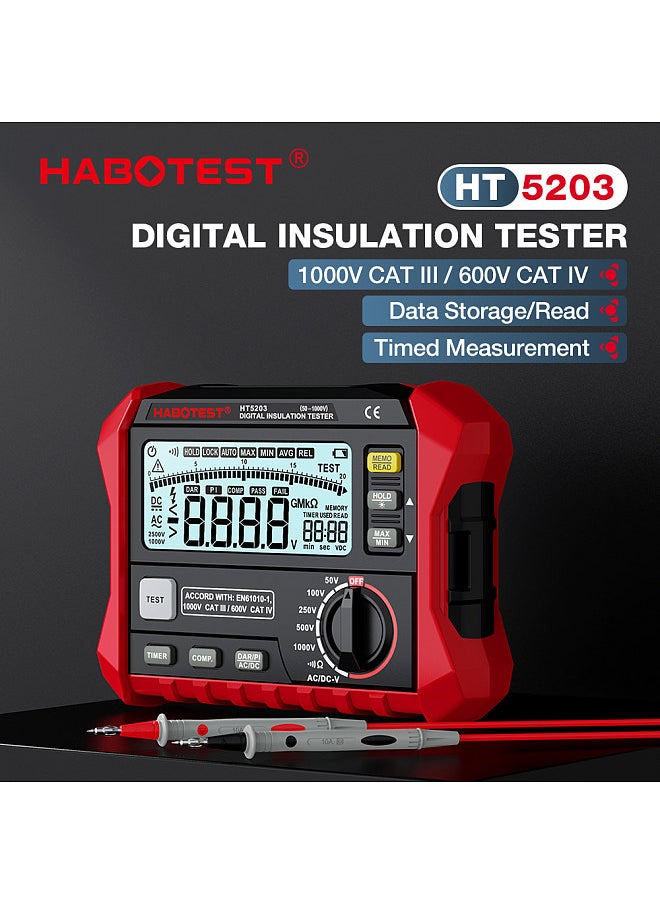 HABOTEST Insulation Resistance Tester Electrical Megger Insulation Resistance Tester Digital High-Precision Resistance Meter  - Image 4