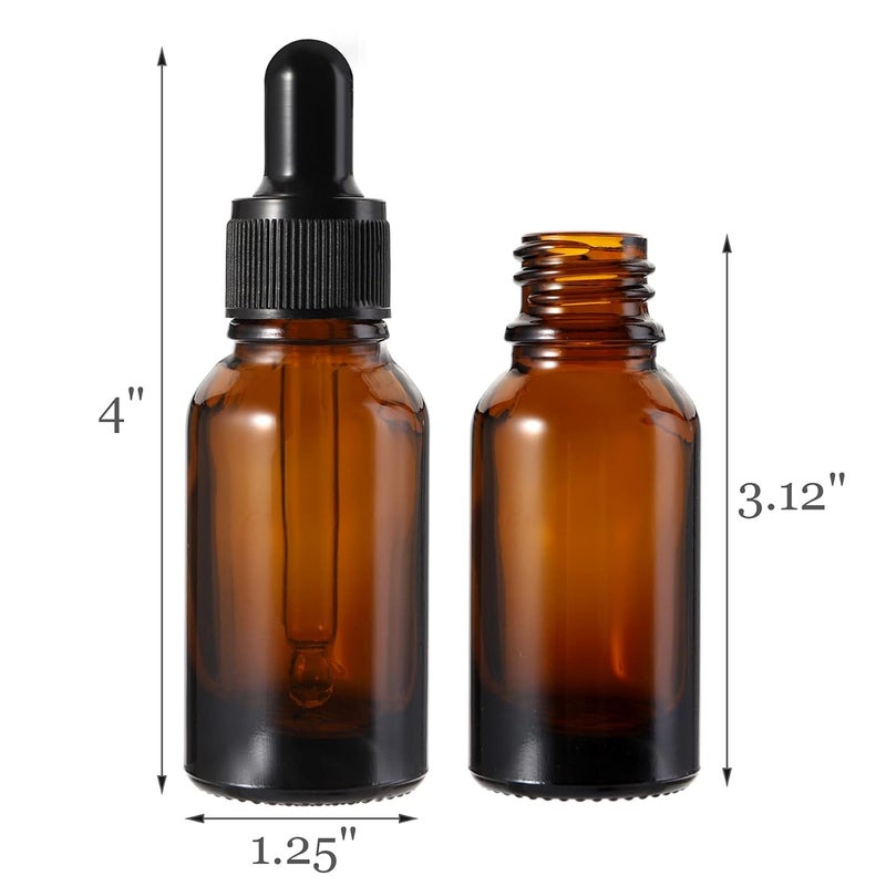 Kingrol 48 Pack Amber Glass Bottles with Glass Eye Dropper 1 oz Dropper Bottles for Essential Oils Perfumes Aromatherapy Chemistry Lab Chemicals - Image 2