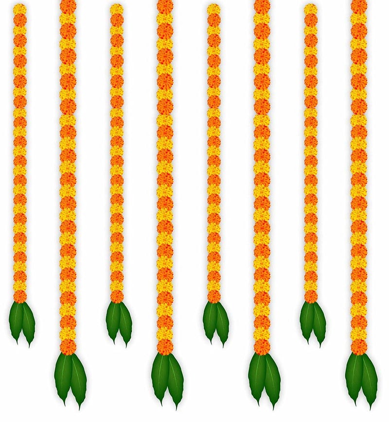 CVANU Beautiful Floral and Mango Leaf Toran Printed Wall Sticker Specially for Diwali Decoration and Any Devotional Activities(Pack of 8) Size 90cmx60cm - Image 1