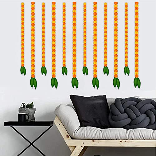 CVANU Beautiful Floral and Mango Leaf Toran Printed Wall Sticker Specially for Diwali Decoration and Any Devotional Activities(Pack of 8) Size 90cmx60cm - Image 2