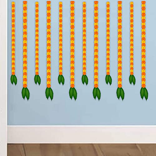 CVANU Beautiful Floral and Mango Leaf Toran Printed Wall Sticker Specially for Diwali Decoration and Any Devotional Activities(Pack of 8) Size 90cmx60cm - Image 4