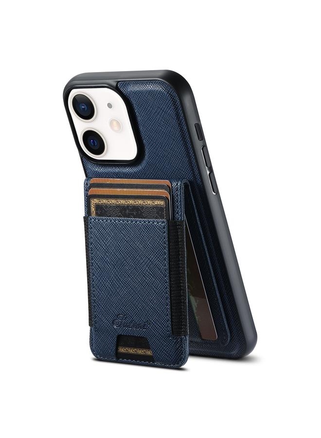 Suteni Case For iPhone 12 H17 Cross Grain Leather MagSafe Detachable Wallet Phone Case - Image 1