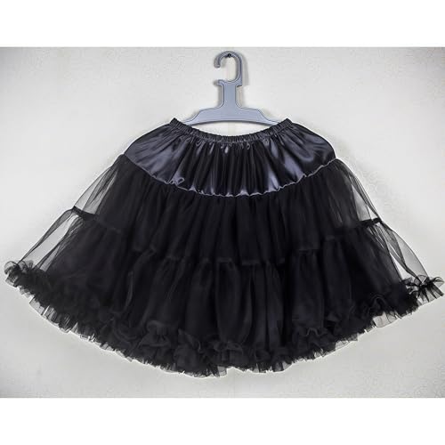 Shimaly Women's Princess Layered Puffy Skirt Mini Tutu Skirt Short Petticoat (S-M, Black) - Image 2