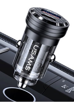 Usams Car Charger Fast Charging PD 45W Aluminum Alloy Transparent AC Mini Car Charger Dual Port USB C iPhone 16 Pro Max Charger Fast Charge Car Phone Adapter Plug for iPhone 16, Galaxy S23, Huawei, iPad Pro, Xiaomi, etc  - Image 2