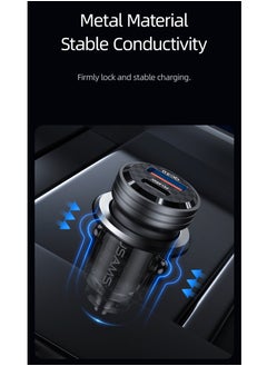 Usams Car Charger Fast Charging PD 45W Aluminum Alloy Transparent AC Mini Car Charger Dual Port USB C iPhone 16 Pro Max Charger Fast Charge Car Phone Adapter Plug for iPhone 16, Galaxy S23, Huawei, iPad Pro, Xiaomi, etc  - Image 3