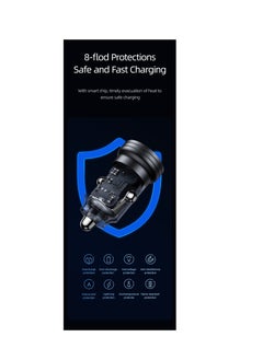 Usams Car Charger Fast Charging PD 45W Aluminum Alloy Transparent AC Mini Car Charger Dual Port USB C iPhone 16 Pro Max Charger Fast Charge Car Phone Adapter Plug for iPhone 16, Galaxy S23, Huawei, iPad Pro, Xiaomi, etc  - Image 4