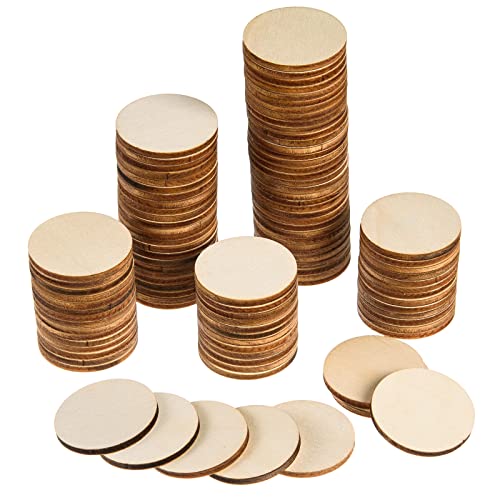 AWIZOM 300 Pieces 1.5 Inch Unfinished Round Wood Slices Round Wooden Discs Wood Circles for Crafts Wood Blanks Rounds Cutouts Ornaments Slices for DIY Art Crafts Christmas Decorations - Image 1