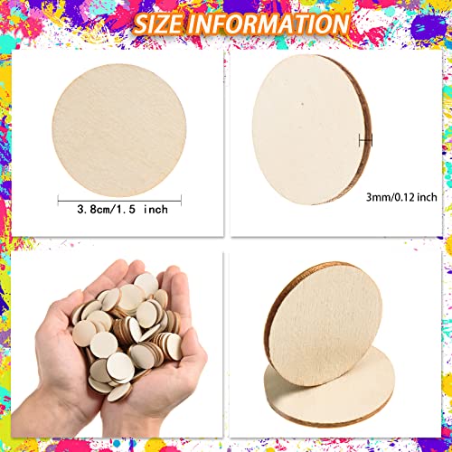 AWIZOM 300 Pieces 1.5 Inch Unfinished Round Wood Slices Round Wooden Discs Wood Circles for Crafts Wood Blanks Rounds Cutouts Ornaments Slices for DIY Art Crafts Christmas Decorations - Image 2