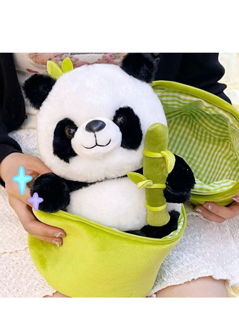 AROAQ Panda Stuffed Animals, 2 In 1 Bamboo Tube Panda Plush And Pillow, Panda Bear Plush Toys With Bamboo Stuffed Panda Plushies For Boys And Girls - Image 3