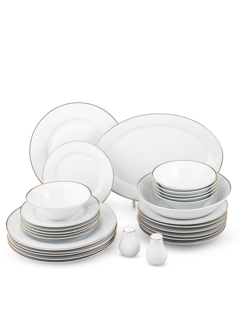 دانيا طقم سفرة بورسلان 28 قطعة مع خط ذهبي مناسب ل 6 اشخاص - Image 2