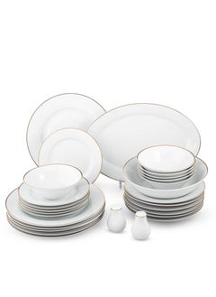 Dania 28-piece porcelain dining set with golden font, suitable for 6 people  - Image 1