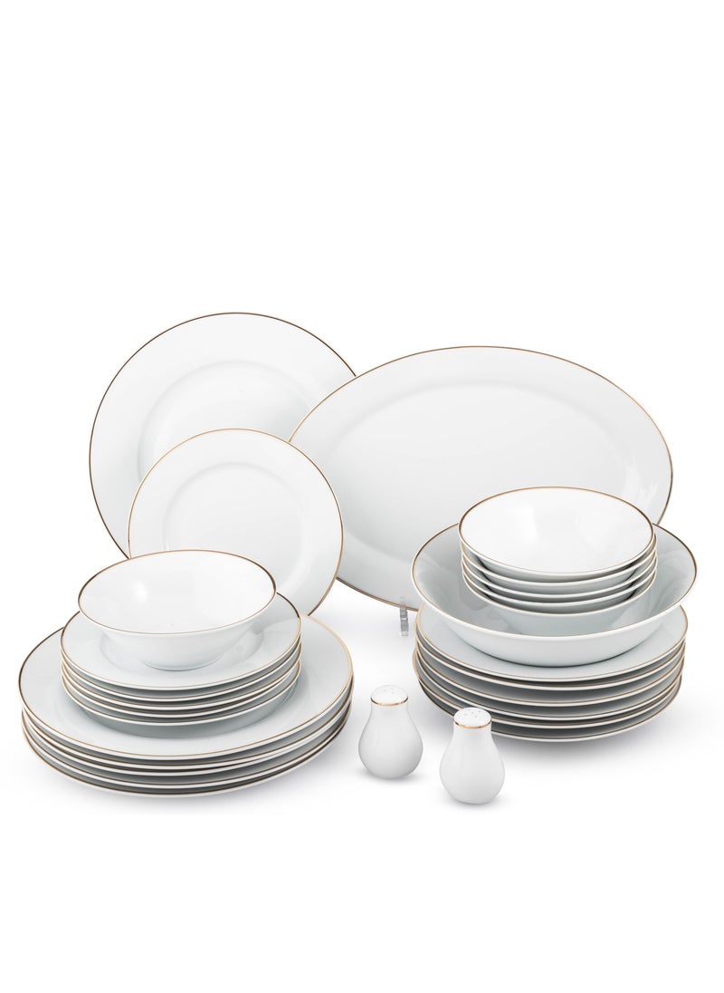 Dania - 28-piece porcelain dining set with golden font, suitable for 6 people - Image 1