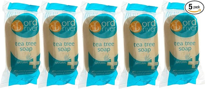 Absolute Aromas Ord River by Absolute Aromas 5 x 100g Tea Tree and Lavender Hand Soap Bars Pack of 5 Vegetable Soap with 100 Pure Tea Tree and French Lavender Essential Oil a Kind and Natural Hand Washing Soap - Image 1