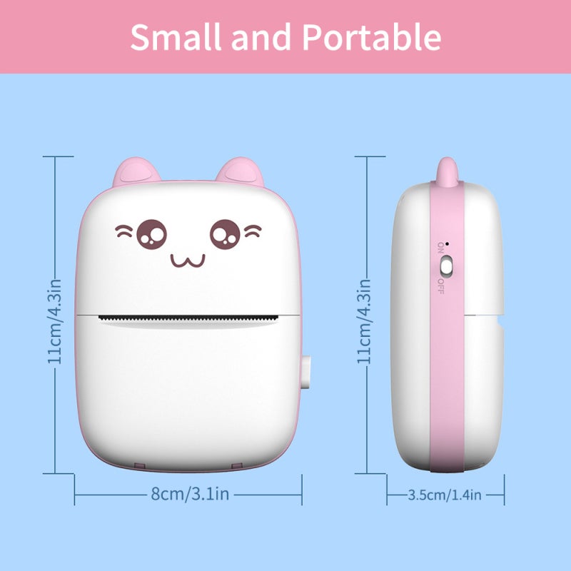 Mini Portable Thermal Printer BT Wireless Printer 200dpi with 1 Roll Thermal Paper Compatible with Android iOS for Printing Error Photo Memo Journal List Receipt Sticker Label - Image 4