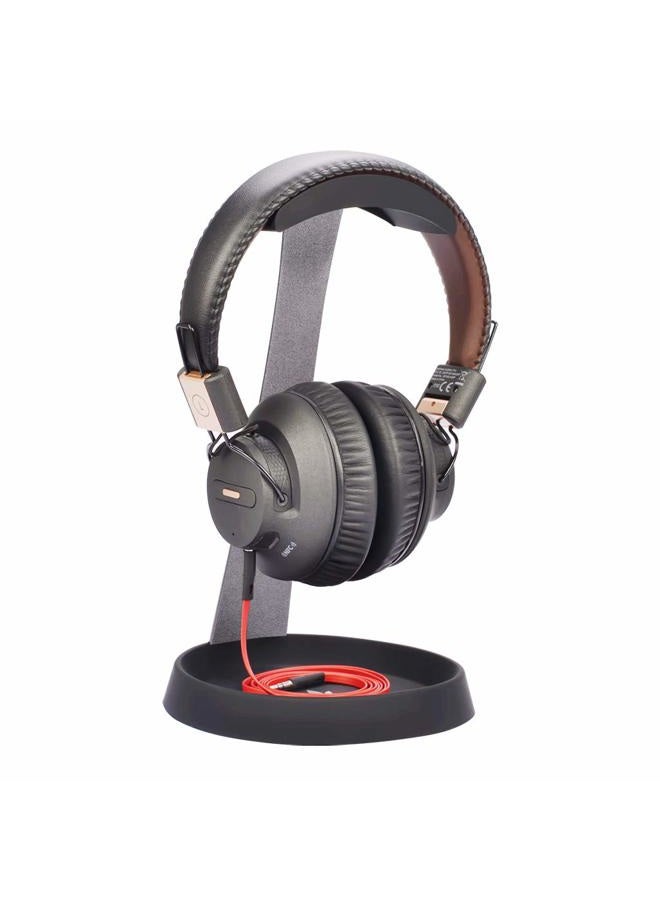 Aluminum Metal Headphone Stand Hanger with Cable Holder, Black Desk Earphone Mount Rack for Sennheiser, Sony, Bose, Beats Gaming Headset Display, Fancy Music Studio Accessories - HS102