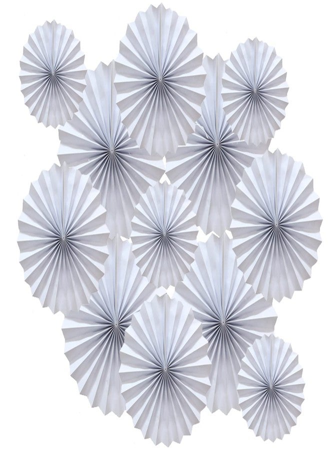 Bestage 12 Pcs Hanging Paper Fans,Party White Round Pattern Paper Garlands Decoration Set for Birthday Wedding Graduation Events Accessories(White) - Image 1