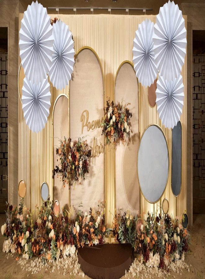 Bestage 12 Pcs Hanging Paper Fans,Party White Round Pattern Paper Garlands Decoration Set for Birthday Wedding Graduation Events Accessories(White) - Image 3