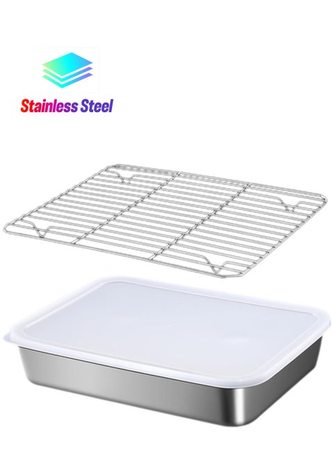 Dumpling Storage Box for Freezer, Stainless Steel Freezer Food Container with Lid and Mesh Rack Stackable Refrigerator Bins For Kitchen Storage Organizer