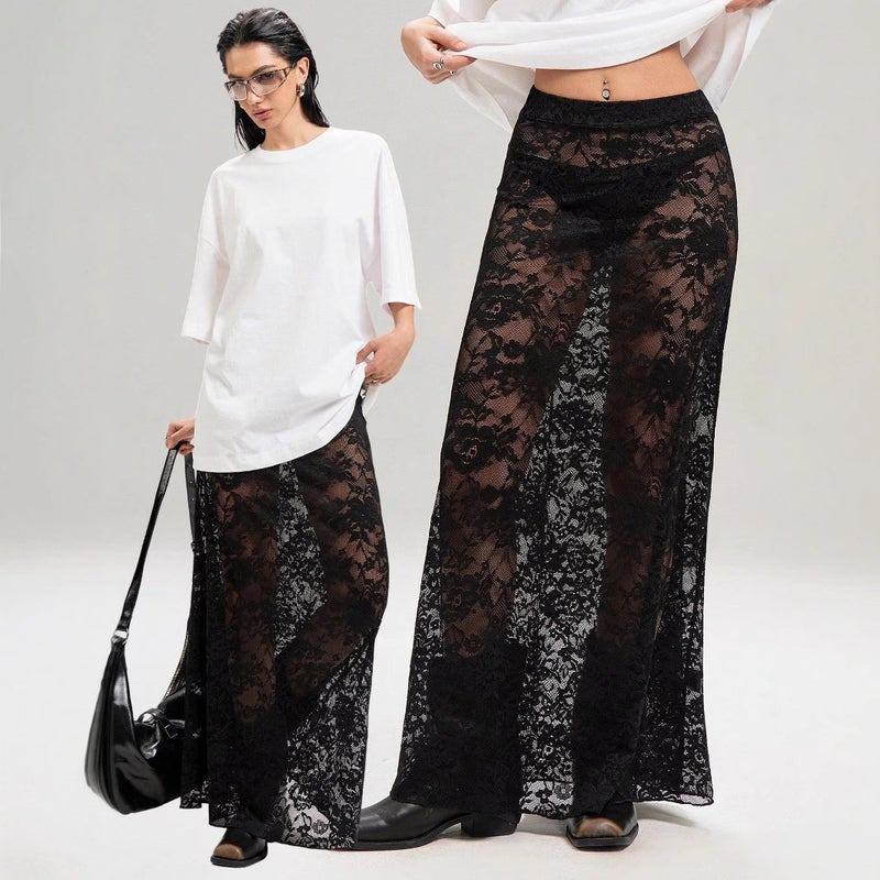 Women's Solid Color Bodycon Lace Skirt - Image 1