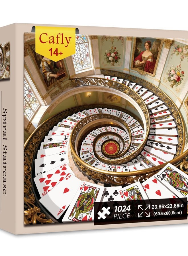 Cafly Jigsaw Puzzles for Adults 1024 Pieces - Challenging Fun Puzzles Stunning Art Wall Decor, Gift for Adult Puzzle Lovers, Family Game, Spiral Staircase - Image 1