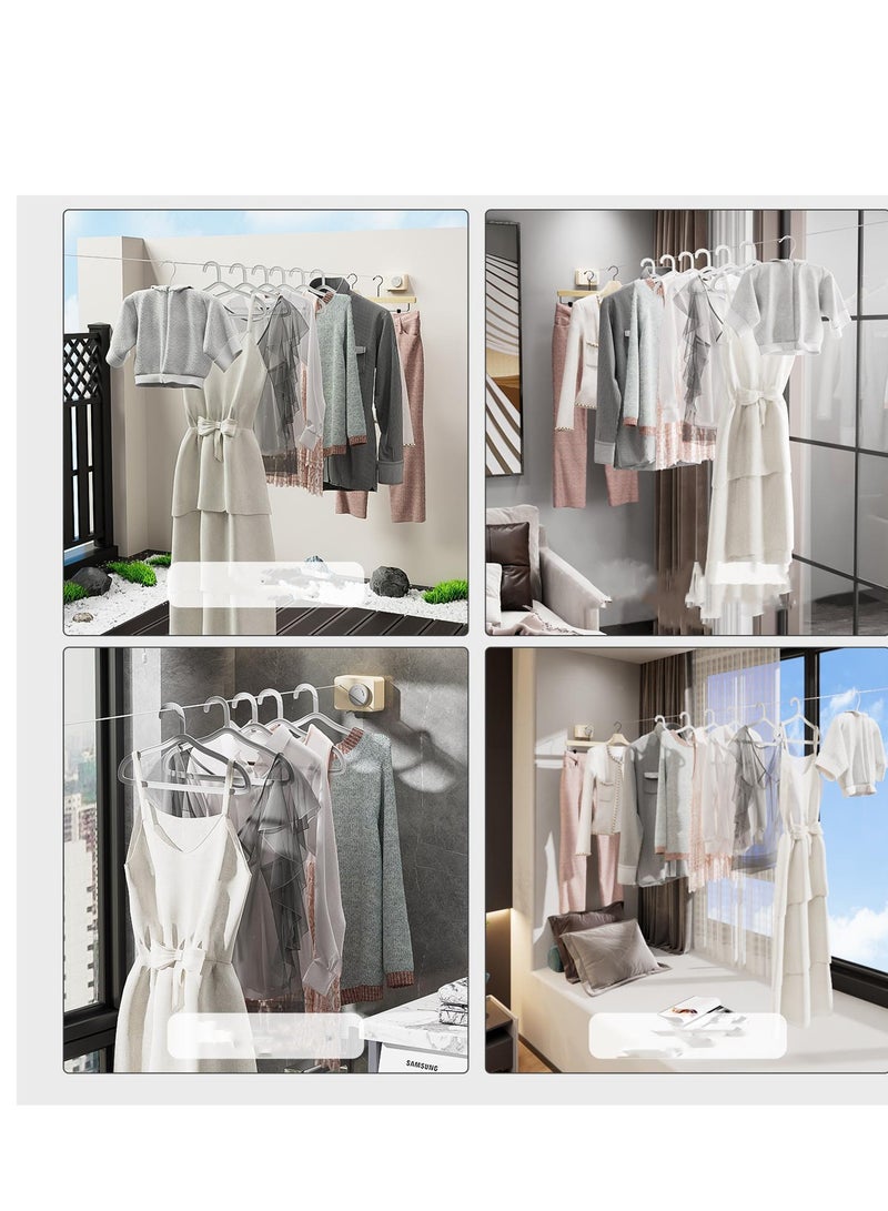 SYOSI Retractable Clothesline Indoor Clothes Line Retracting Outdoors Wall Mounted Clothes Line Outdoors Set 13.8 Ft Heavy Duty 50lbs Weight Retractable Laundry Line Space Saving - White - Image 4