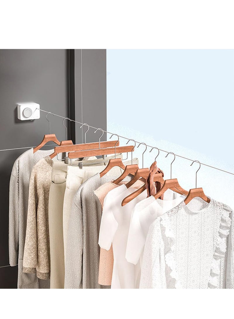 SYOSI Retractable Clothesline Indoor Clothes Line Retracting Outdoors Wall Mounted Clothes Line Outdoors Set 13.8 Ft Heavy Duty 50lbs Weight Retractable Laundry Line Space Saving - White - Image 2