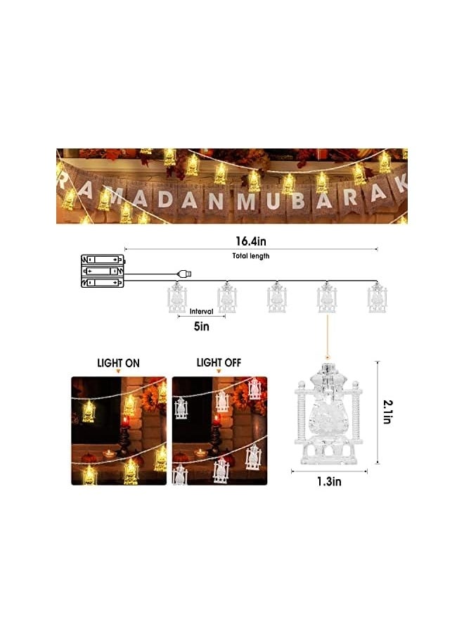 NIBEMINENT 19.69Ft 40LED Ramadan Lantern String Lights, Ramadan Decorations for Home, Outdoor, USB and Battery Powered, Perfect for Eid Al-Fitr & Mubarak Celebration (Warm Yellow)  - Image 2