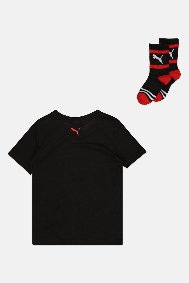 PUMA Kids Boy 2Pcs Brand LogoT-Shirt And Socks Set, Black - Image 3