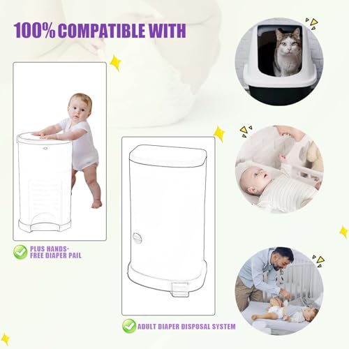 Med Diaper Pail Refills Increased 30% length Compatible with Dekor Plus Diaper Pails Lavender Scent Holds up to 3016 Diapers (4 Pack) - Image 4