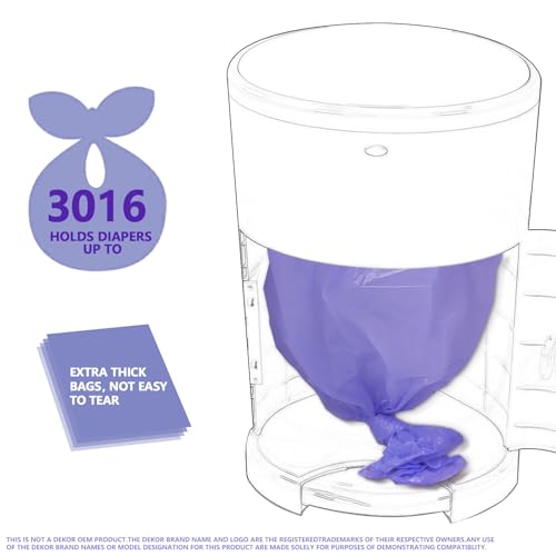 Med Diaper Pail Refills Increased 30% length Compatible with Dekor Plus Diaper Pails Lavender Scent Holds up to 3016 Diapers (4 Pack) - Image 3