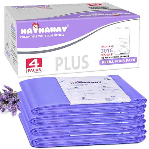 Med Diaper Pail Refills Increased 30% length Compatible with Dekor Plus Diaper Pails Lavender Scent Holds up to 3016 Diapers (4 Pack) - Image 1