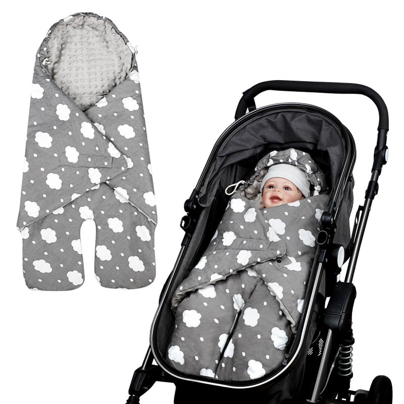 DAYEEBALL Baby Car Seat Blanket, Winter Car Seat Covers for Babies, Warm Carseat Swaddle Blankets, Thicken Stroller Sleeping Bunting Bag for Infants Boy & Girl, Grey Cloud - Image 1