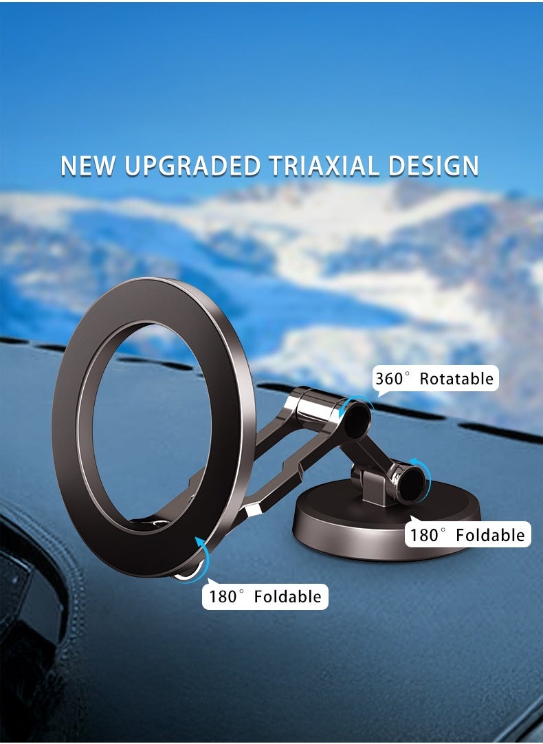 Generic - Magnetic Car Mobile Holder Multi-Surface Desk Phone Mount | Universal for iPhone MagSafe & Samsung | 360° Rotation | Strong Magnets | Durable Zinc Alloy - Image 1