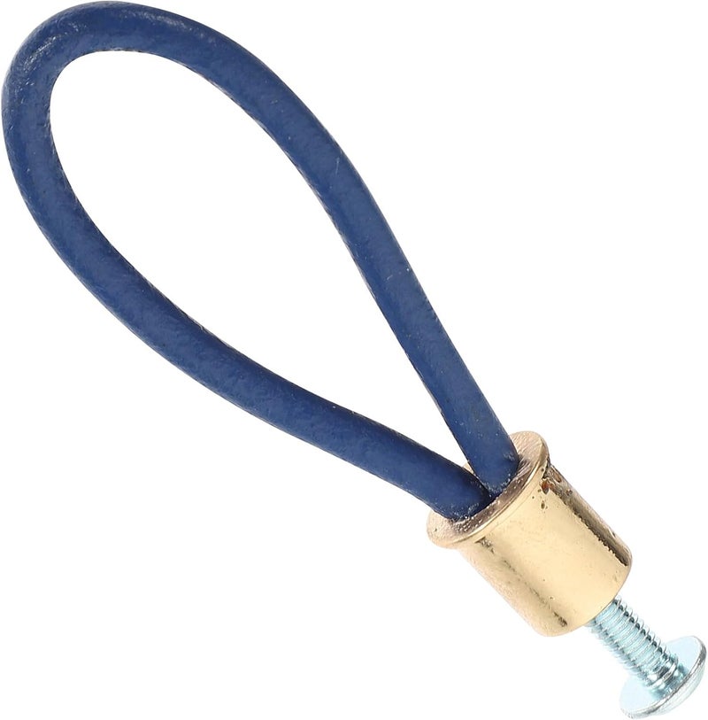 Rustic Rope Handle Cabinet Pull, Leather Door Knob Gold Metal Ends, Small Blue Rope Drawer Handle for Closet and Dresser, Attic Door String Pull - Image 1