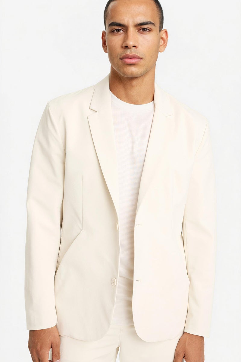 DeFacto Beige Man Technical Fabric Flexible Blazer	 Casual - Image 5